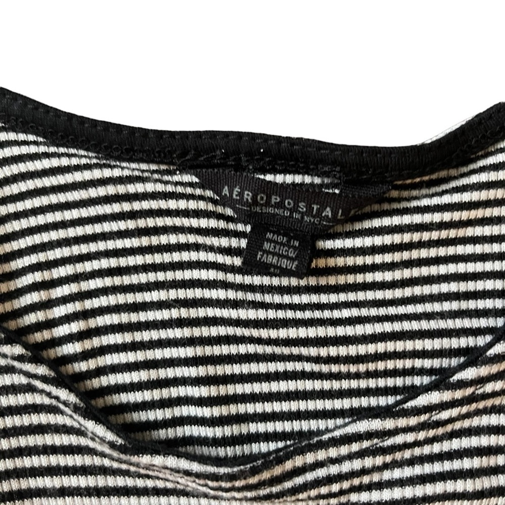 Aeropostale black/white striped ribbed high neck tank top size small - Picture 3 of 6